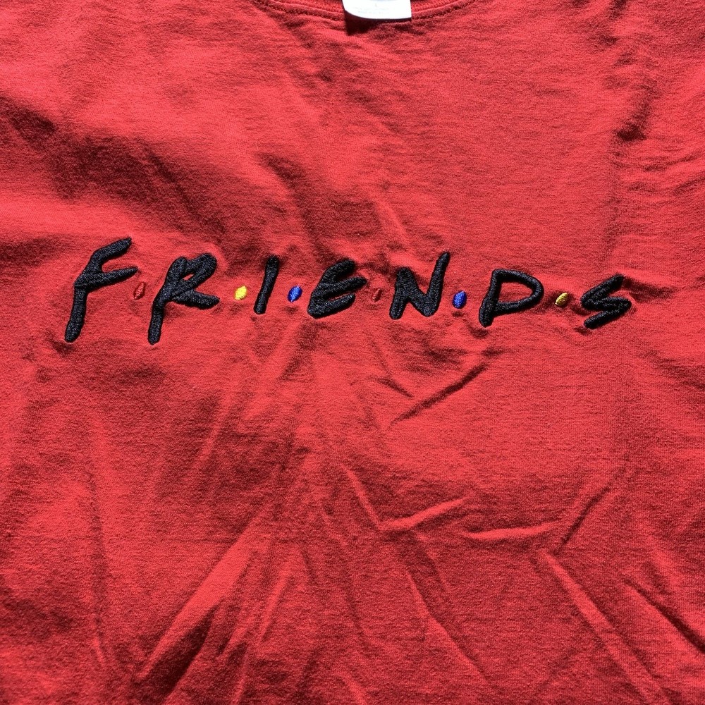 Friends TV Show NBC Experience Store Shirt LARGE Red Embroidery VTG Long Sleeve