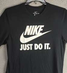 Nike Shirt Adult Medium Black Graphic Swoosh Logo Active Sports Outdoor SS Mens
