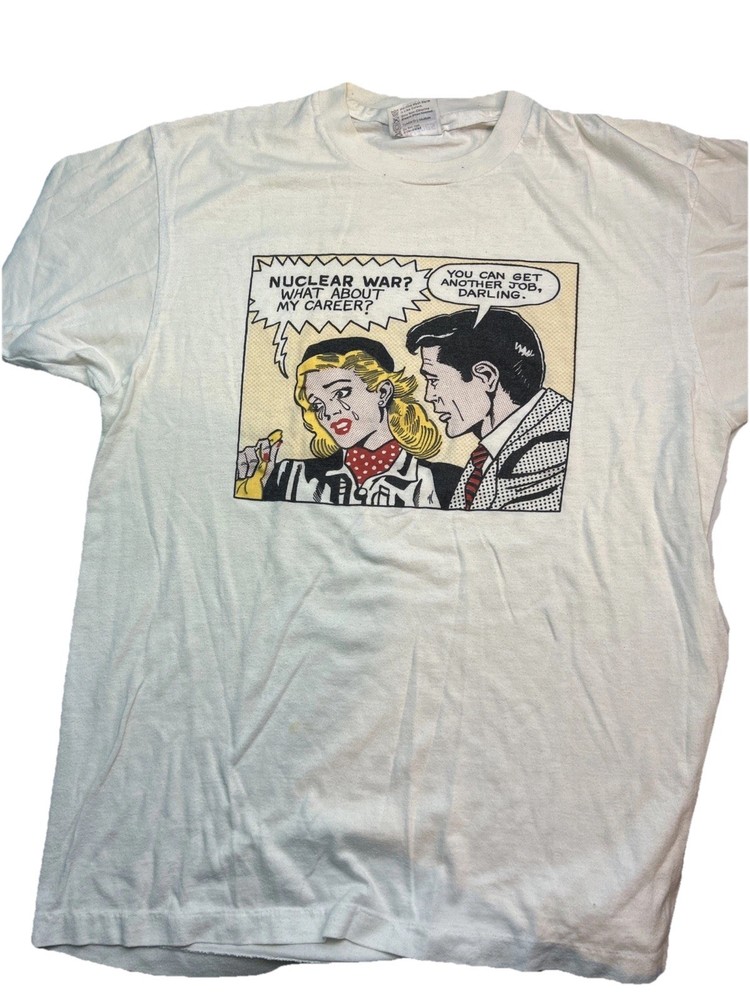 Roy Lichtenstein Flying Fish LA 80s Nuclear War There Goes My Career Shirt VTG