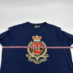 Polo Ralph Lauren Shirt Men’s XL Navy Blue Crest Logo Custom Slim Fit Crew Neck