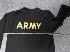 US Army APFU Long Sleeve Physical Fitness Shirt Black Gold ARMY Large Official