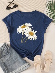 Women’s Printed Shirt Fashion Floral Print T-Shirt Casual T-Shirt Top Pullover♮