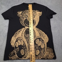 Heads Or Tails T-Shirt Size M Black Rhinestone Teddy Bear Goth Grunge Bling