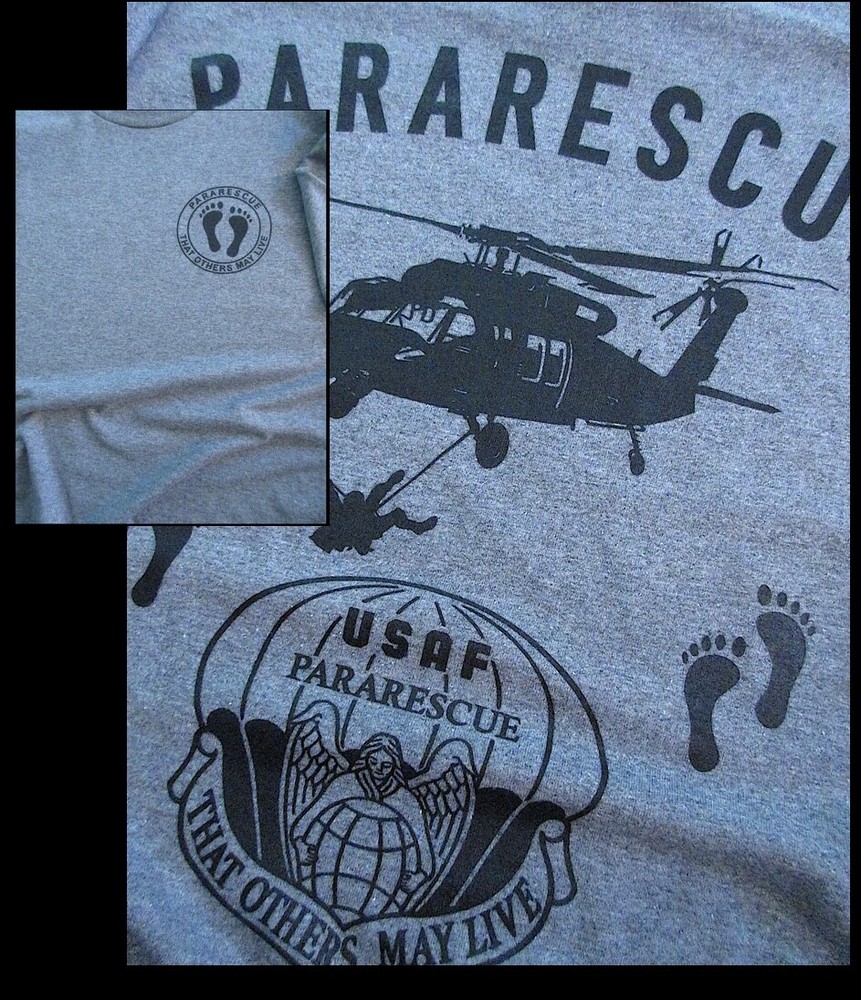 PARARESCUE “That Others May Live USAF Silk Screen T-Shirt 2XL Collectable/Morale