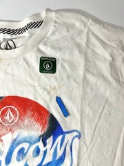 (See Pics) L Volcom Electrode Circle Logo White Red Blue Surf Shirt