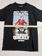 C-LIFE GROUP Shirt Mens Large Black Anchorman Ron Burgundy Quote Graphic Tee
