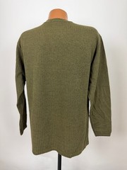 Vintage 90s Ribbed Knit Shirt Men Medium Minimalist Casual Olive Brown Midweight