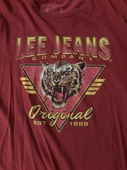 Vintage Lee Red Tiger 2XL Graphic Logo T-Shirt Crew Neck Short Sleeve Tagless