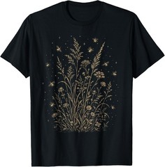 Vintage Firefly Wildflower Cottagecore Boho Nature Lover T-Shirt