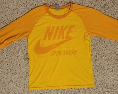 Nike Sportswear USA Raglan Long Sleeve T-Shirt Men’s L Yellow Orange VTG