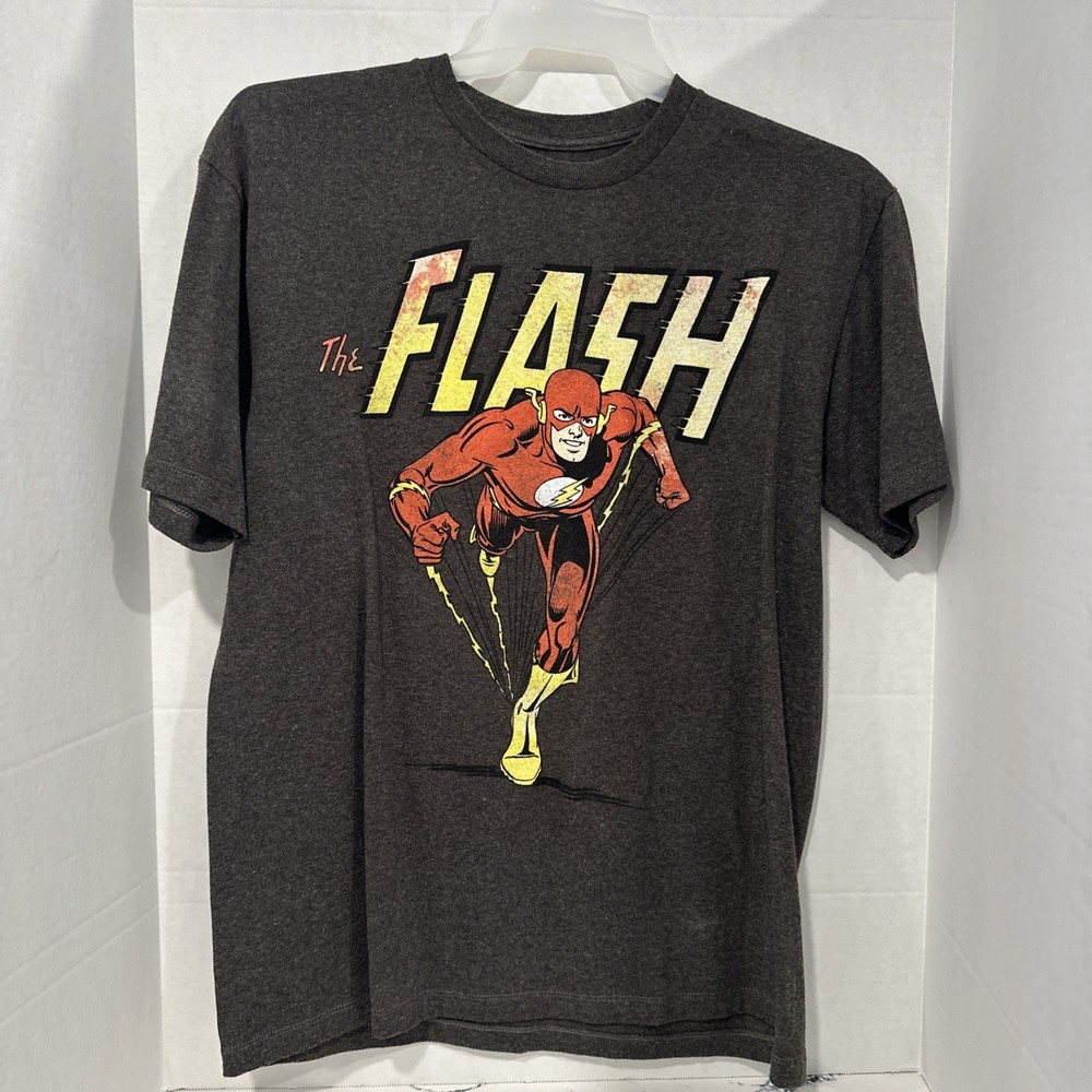Vintage DC Comics T-Shirt the Flash Graphic Tee, Charcoal Grey SS Men’s