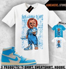 Shirt Matching AJ 1 High UNC Reimagined Match Sneaker Sneakerhead Chucky T-Shirt