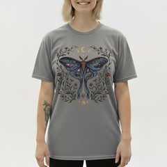 Celestial Luna Moth T-Shirt Galaxy Moon Phases Witchy Boho Nature Lover Gift