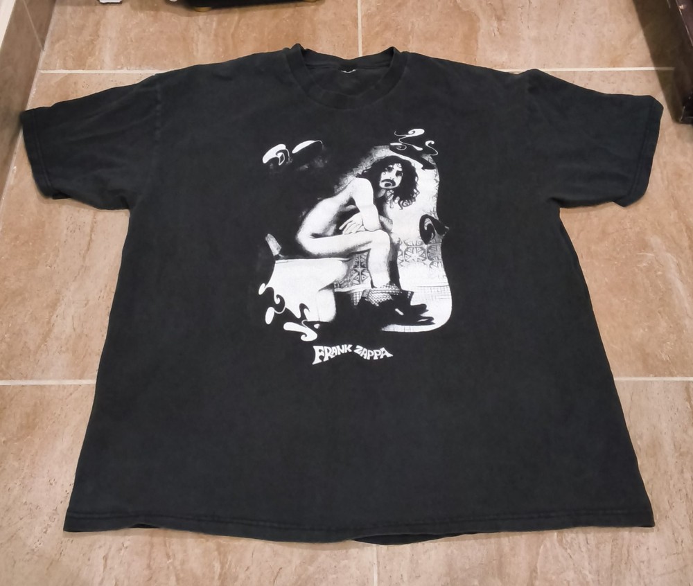 Vintage 90s Frank Zappa Shirt Toilet Bathroom Black Sz XL RARE