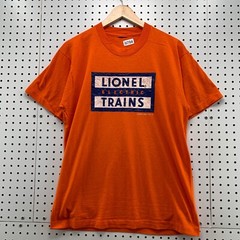 Vintage 80s Lionel Electric Shirt Mens FITS Medium Orange Single Stitch 19×28.5