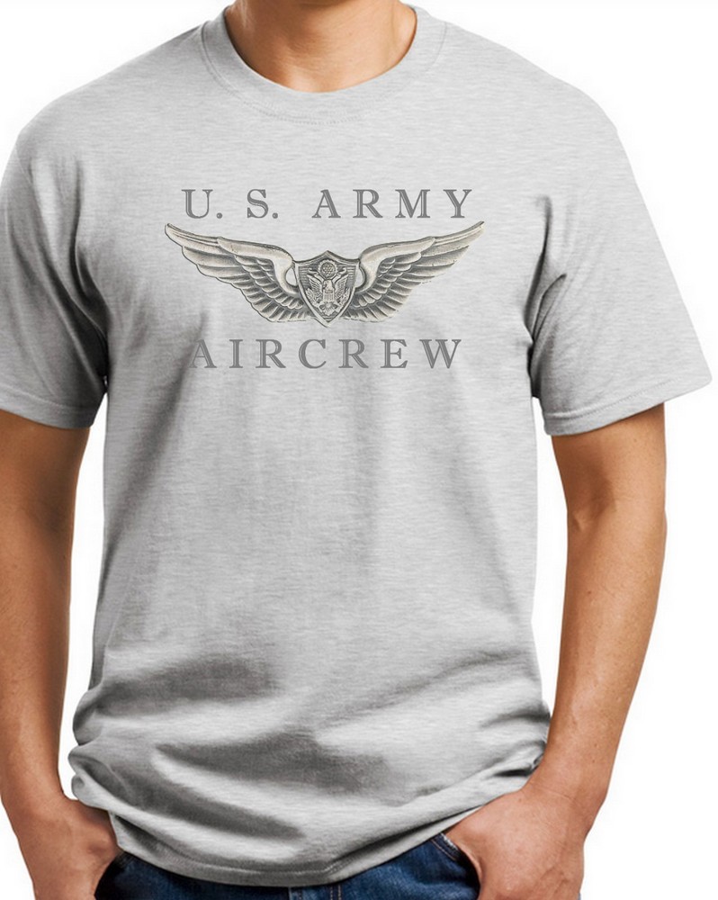 US Army Aircrew T-shirt Ash, White, Khaki Size S-3XL 100% Heavy Cotton