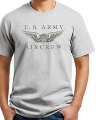 US Army Aircrew T-shirt Ash, White, Khaki Size S-3XL 100% Heavy Cotton