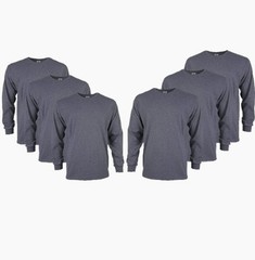 Gildan Ultra Cotton Long Sleeve T-Shirt Style G2400, Dark Heather (6 Pack)- 2XL