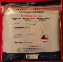 Jockey Essentials 2 Crew Neck T-Shirts Size XL 46-48 White Cotton MADE IN USA