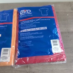 BVD Heavyweight Pocket T-Shirt Mens Large Red Orange Vintage 90s Lot of 2 NIB