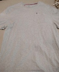 Tommy Hilfiger Men’s Short Sleeve Shirt Pocket Logo Light Blue & Gray XL
