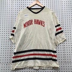 Vintage Minor Hawks Hockey Jersey Mens Large Beige TRUE Vintage Made uSA