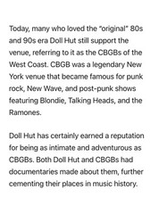 The Doll Hut Punk Rock Tee Shirt Music USA 80’s 90’s Era Large Single Stitch