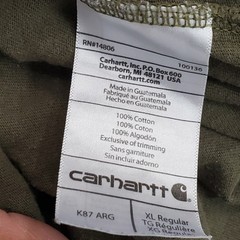 Carhartt Men Shirt XL Green K87 Iconic Pocket Original Fit Heavyweight Crew Neck