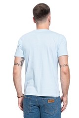 Lee Jeans Logo Print T-Shirt Men Medium Cotton Regular Fit Short Sleeve Sky Blue