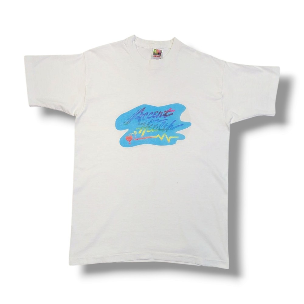 Vintage “Accent On Health” Graphic Fruit of the Loom White T-Shirt Men’s L