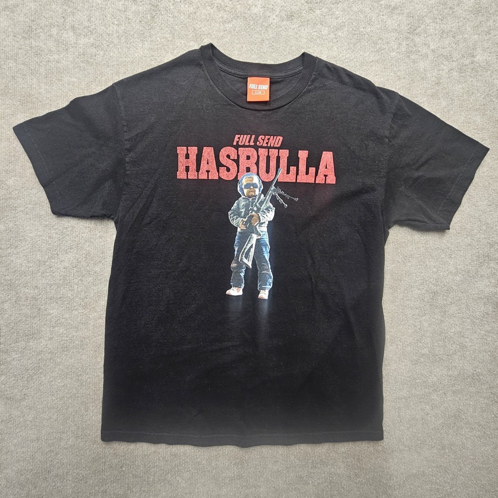 Full Send Hasbulla Graphic T Shirt Mens Large Black 100% Cotton Meme Tee