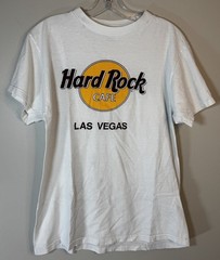 Hard Rock Cafe Las Vegas Tee Shirt Men’s Medium White Logo Travel Short Sleeve