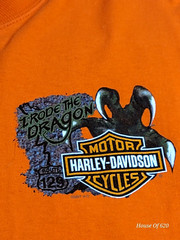 Harley Davidson I RODE THE DRAGON L Smoky Mtn Long Sleeve T Orange Rare 07 US129