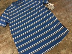 Men’s New T-Shirt Brooklyn Cloth M Blue Stripe Cotton Blend Crew Scoop Hem NWTs