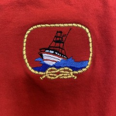 Vintage Hanes Heavyweight 50/50 Embroidered Sailing T Shirt Red XXL Made in USA
