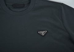 Prada Triangle Logo Terry T-Shirt Anthracite Gray Size Medium