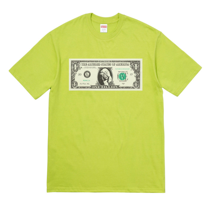 NWT Supreme FW17 Dollar Bill Logo T-Shirt Tee Lime Green SEALED Mens L AUTHENTIC
