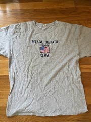 Miami Beach Florida USA Vtg Shirt Gray Size XL Short Sleeve Mens