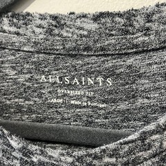 AllSaints Etham SS Crew Neck T-Shirt Grey Marl Textured Oversized Large