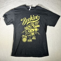 JERZEES Beehive And Club T Shirt Men’s Medium Solid Black Pullover Short Sleeve