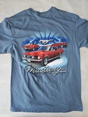 Ford Mustang Blue Delta Pro Weight Double Sided Classic Cars T-Shirt – Large