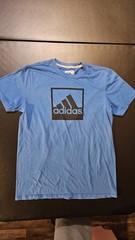 Adidas Climalite Short Sleeve Graphic T-Shirt Mens L Blue Big Logo 2015
