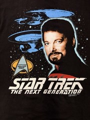 VNG Star Trek Next Generation Commander Riker 1991 XL TShirt Black Single Stitch