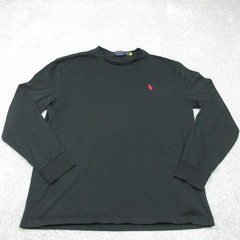 Ralph Lauren Shirt Mens Medium Black Embroidered Spell Out RL PRL Tee Crew 6411