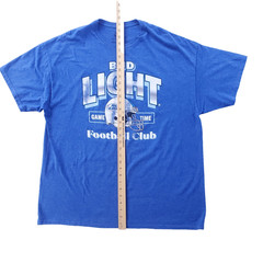 Bud Light Football Club T-Shirt Mens 2XL Blue Double Sided Graphic Beer Tee