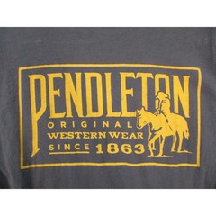 Pendleton Mens Graphic T-Shirt Gray Western Wear Horse Cowboy Logo Size M