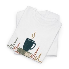 Retro Book Lover Coffee Reading Heartbeat Teacher T-Shirt