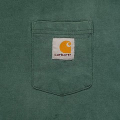 Rare VTG CARHARTT Spell Out Patch Pocket T Shirt 90s 2000s Rodeo Cowboy Green