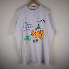 Vintage Garfield Libra Zodiac Pajama Sleep Shirt Adult One Size 27.5×33