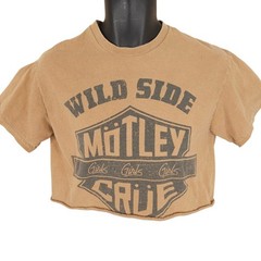 Motley Crue Crop Top T Shirt Mens Size Small Brown Girls Girls Girls Band Tee